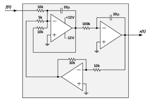 Click to enlarge Op-amp based mass-spring-damper plant realization