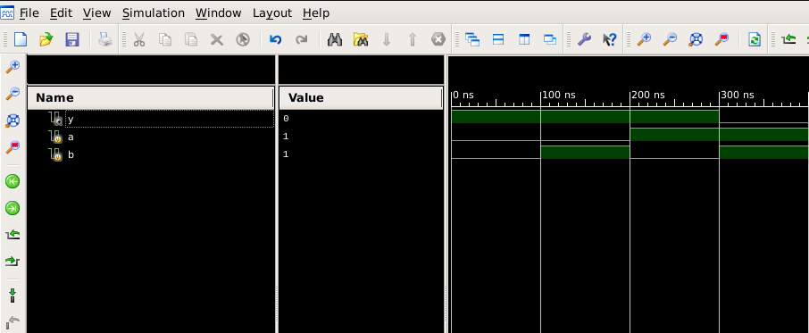 Click to enlarge Simulation waveform for NAND gate