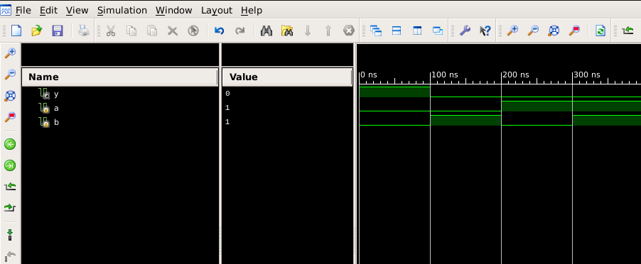 Click to enlarge Simulation waveform for NOR gate