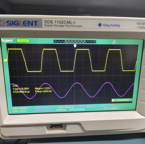 Click to enlarge Differentiator output for Sine wave input