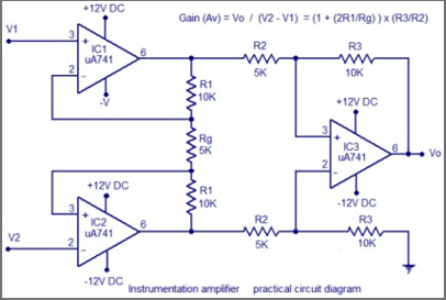 Click to enlarge Circuit of Instrumentation Amplifier