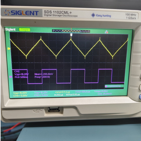 Click to enlarge Integrator output for Square wave input