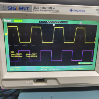 Click to enlarge Inverting amplifier output for Square wave input at 1 kHz